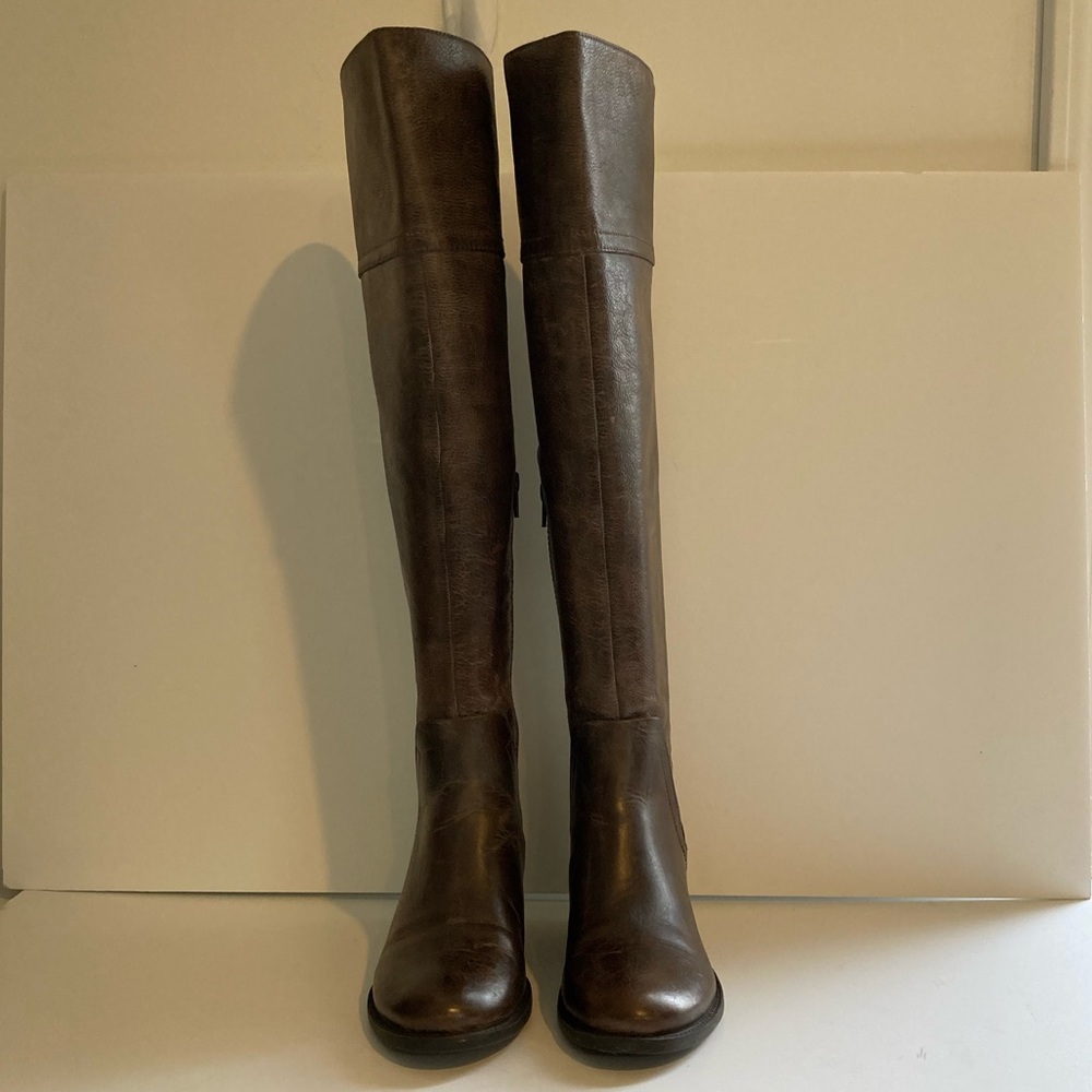Vince Camuto “Bendra” Brown Distressed Over the Knee Leather Boot - Picture 10 of 12